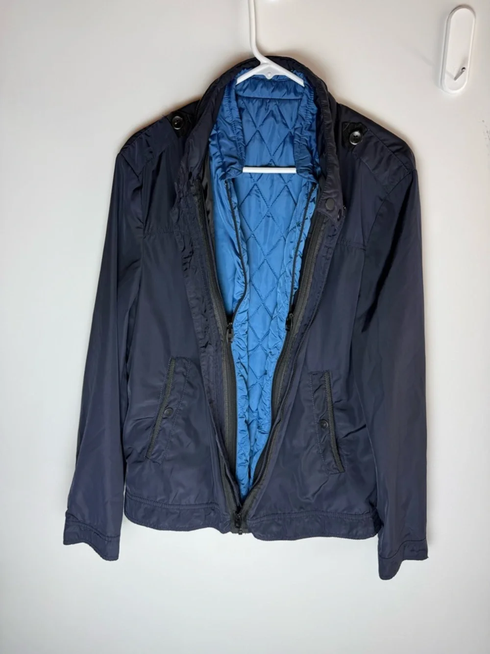 Zara Man Navy Lightweight Jacket Men’s Small Minimal Streetwear Zip Coat